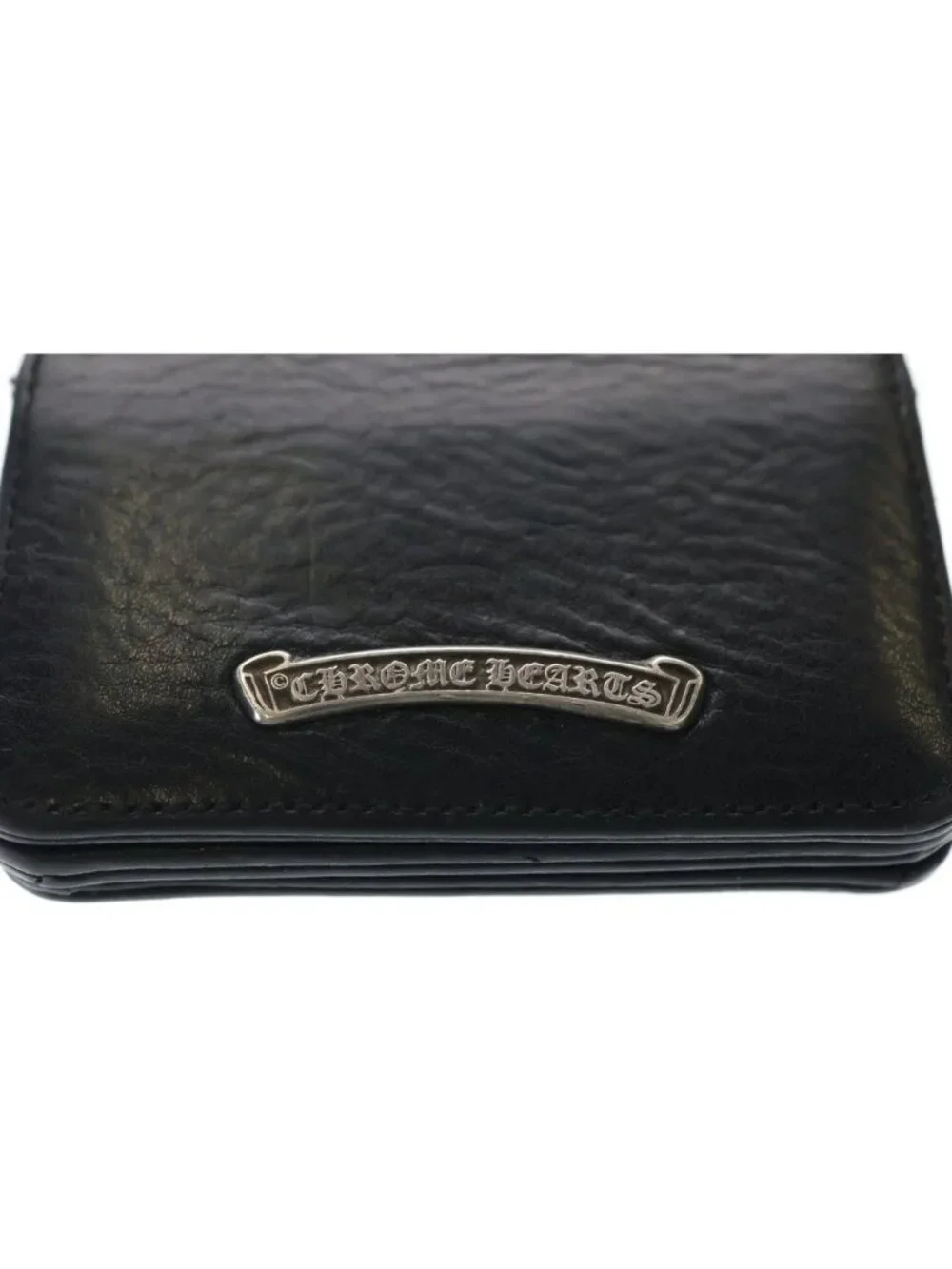 Chrome Hearts Crd Arch Logo Plate 3 Pocket Leather Card Case Black